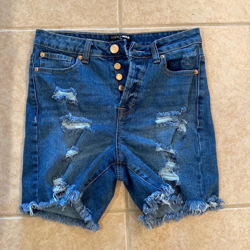Blue distress Jean shorts